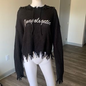 Unapologetically Frayed Knit Hoodie